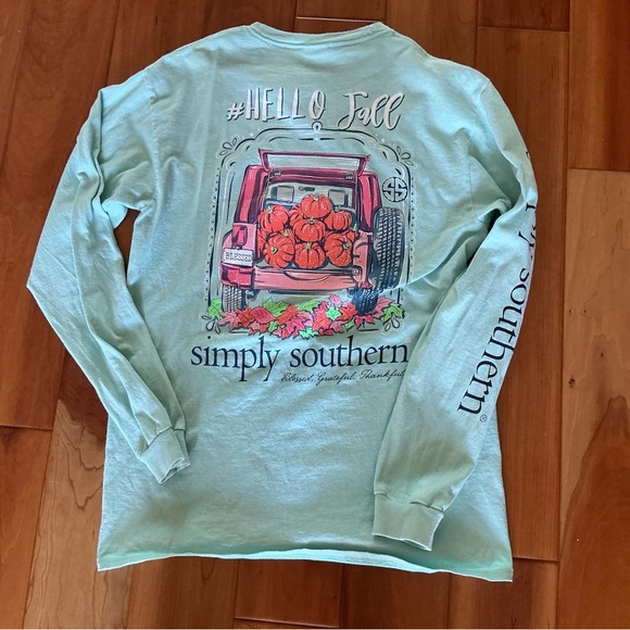Simply Southern Tops - Simply Southern Halloween long sleeve t shirt aqua size M